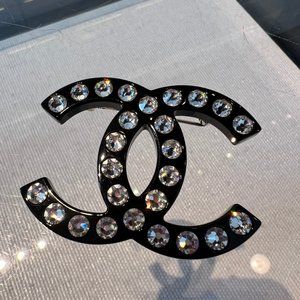 brand new CHANEL black large disco brooch